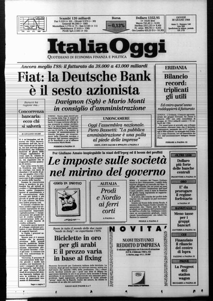 Italia oggi : quotidiano di economia finanza e politica